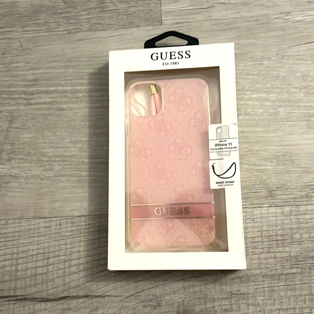 Pink phone case Guess brand iPhone 11 fits iPhone XR